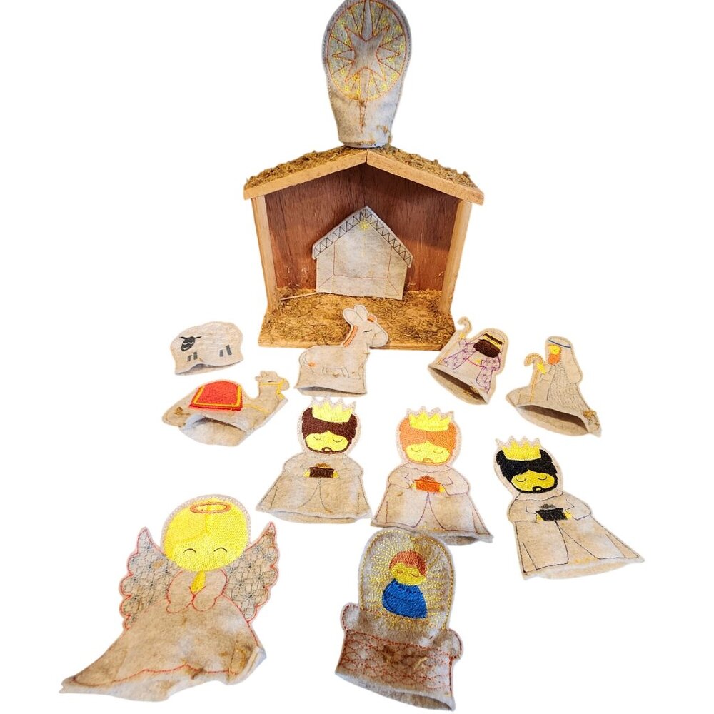 Nativity Flameless Tealight Felt Covers With Stable & Figures